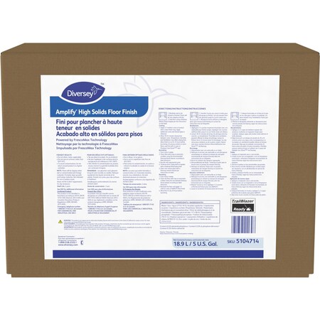 Diversey Floor Finish, High Solids, Amplify, 5 Gallon, White DVO5104714